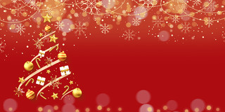 红色喜庆简约圣诞节圣诞树冬天彩灯星星礼物光效展板背景圣诞节冬天雪花光效